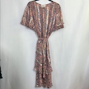 Elegant Multicolor Patterned Dress 100% SILK made in KOREA